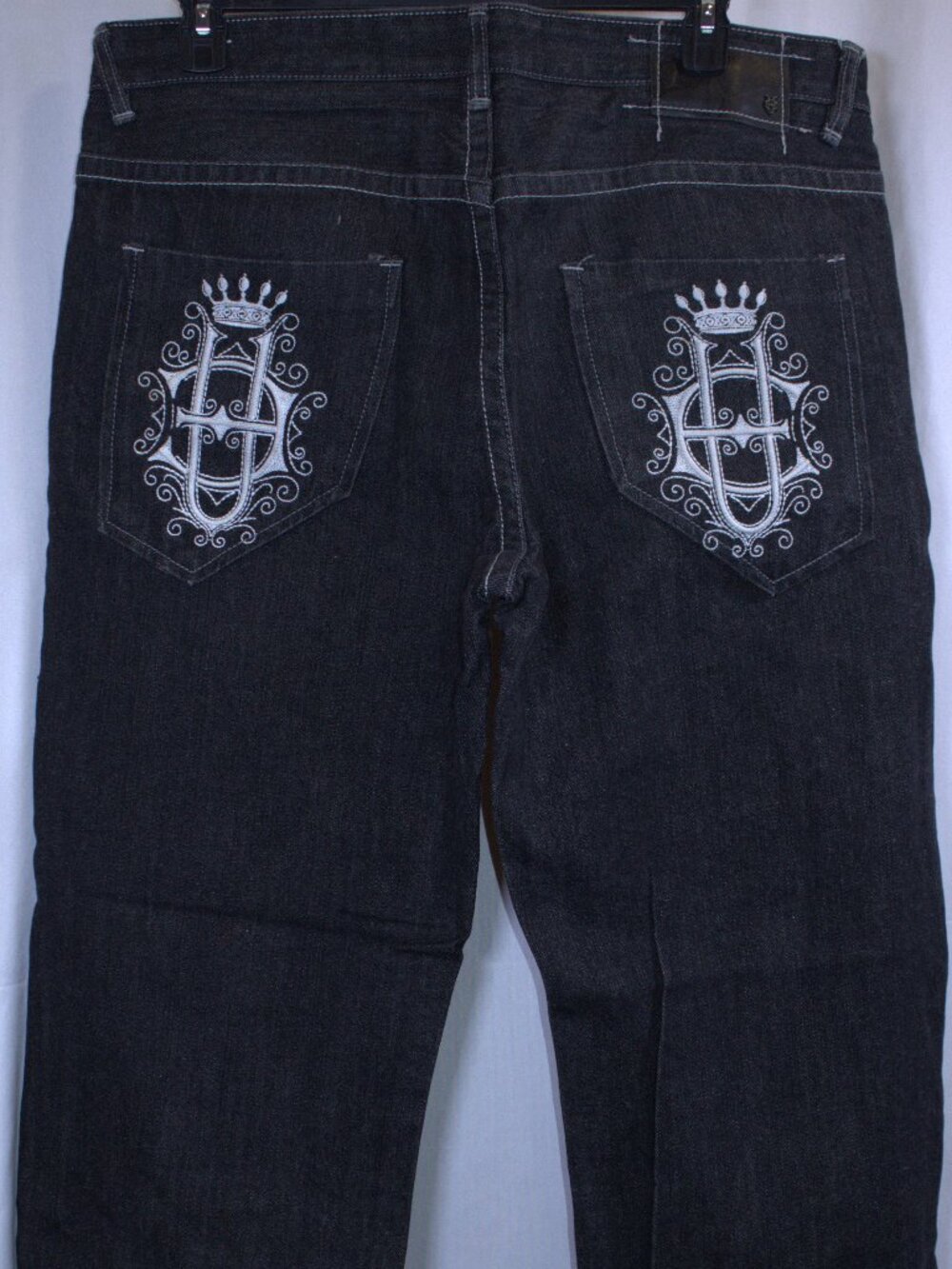 Ecko Unltd Black Raw & Uncut Crown EU 1972 Embroidered Jeans Size 38 Streetwear